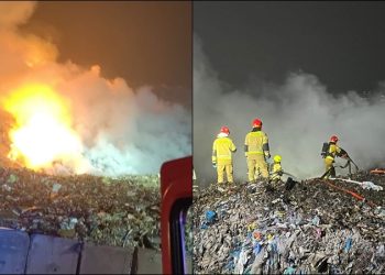 Pożar na wysypisku śmieci w Sobuczynie