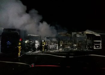 Pożar ciężarówek w miejscowości Drogobycza