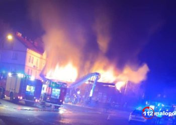 Pożar dawnej poczekali PKS w Olkuszu