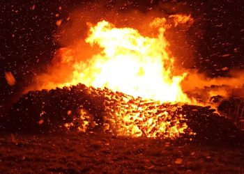 Pożar podkładów kolejowych w miejscowości Smolnica
