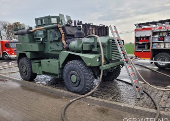 Pożar wojskowego MRAP-a na DK25
