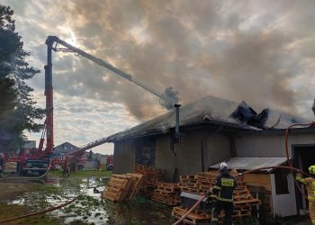 Pożar stolarni w miejscowości Paulinowo