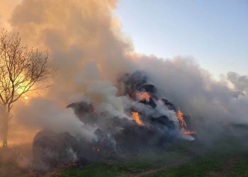 Pożar bel słomy w miejscowości Magnuszew Duży