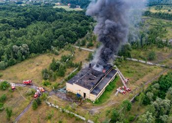 Pożar w dawnej lokomotywowni w Kaczycach