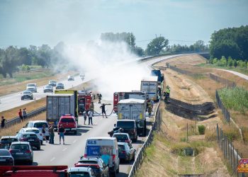 Pożar ciężarówki na S7 pod Elblągiem