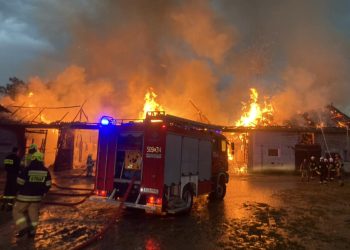 Pożar stodoły w gminie Szumowo