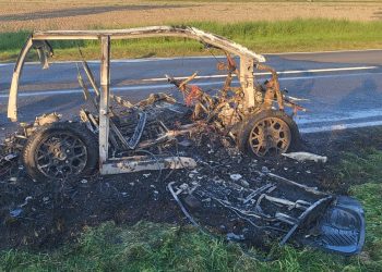 Pożar samochodu w miejscowości Sędziny