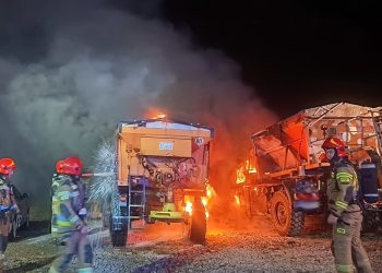 Pożar pługopiaskarek w Niskowej