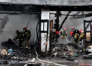 Pożar garaży w centrum Łodzi [FOTO]