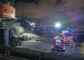 Pożar w ładowni statku w Porcie Gdańsk