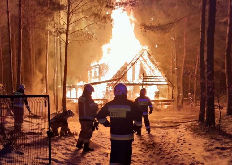 Pożar domku letniskowego w Krasiejowie