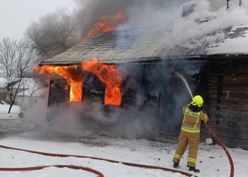 Pożar budynku w miejscowości Dzierżki