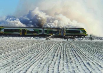 Pożar szynobusu Kolei Mazowieckich w gminie Raciąż