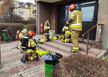 Rozwinięcie bojowe na 10 piętro. Ćwiczenia łęczyńskich strażaków