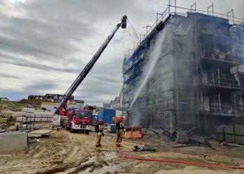 Gdańsk. Pożar budowanego budynku