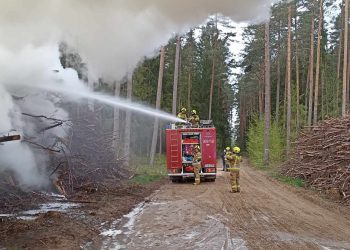 Pożar sterty gałęzi pod Białymstokiem