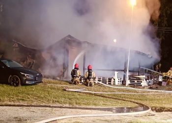 Pożar lokalu gastronomicznego nad jeziorem w Jarosławkach
