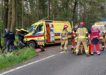 Karetka uderzyła w drzewo. Trzy osoby poszkodowane