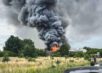 Pożar magazynu zbożowego w Gozdowie