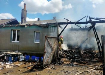 Pożar domu w miejscowości Bukowie