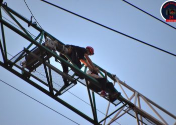 Wspięła się na żuraw. Wezwano najwyższy podnośnik