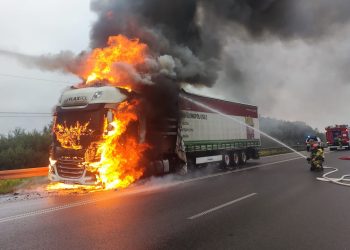 Pożar ciężarówki w Jeleniej Górze