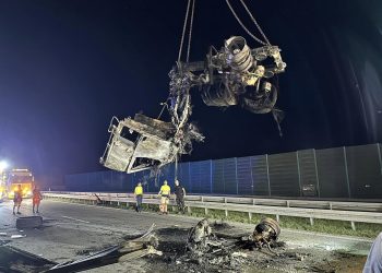 Wypadek i pożar ciężarówki na autostradzie A1