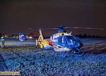 Wypadek dwóch motocykli w Kochłowicach. W akcji śmigłowce LPR