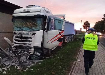 Kolizja ciężarówek na DW785. Kierowca zasnął