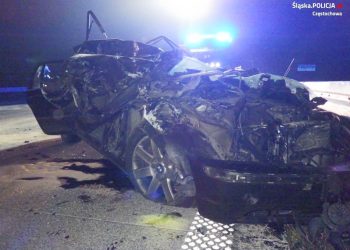 Wypadek na A1 w Mykanowie