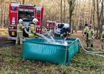 Ćwiczenia strażaków w Nadleśnictwie Rudy Raciborskie