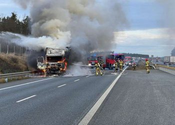 Pożar ciężarówki na trasie S3