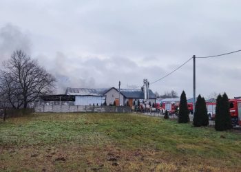 Pożar hali produkcyjnej w Komorowie