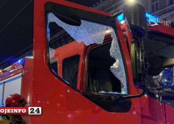 Szczecin. Rzucił butelką w jadący wóz strażacki