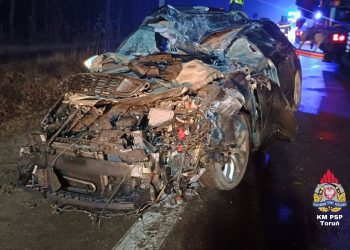 Wypadek na DK80. Kierowca miał dużo szczęścia