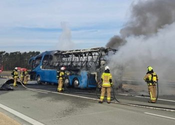 Pożar autokaru na A2 pod Siedlcami