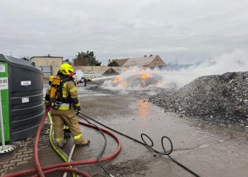 Pożar hałdy odpadów w Biskupicach