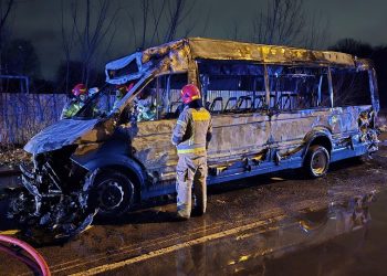Pożar miejskiego autobusu w Markach