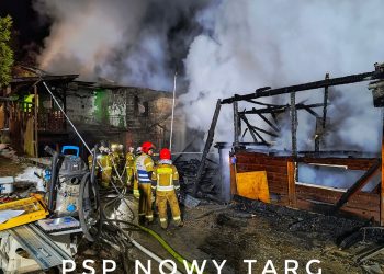 Nocny pożar budynków w Rabce-Zdroju