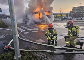 Pożar autobusu MZK w Koninie