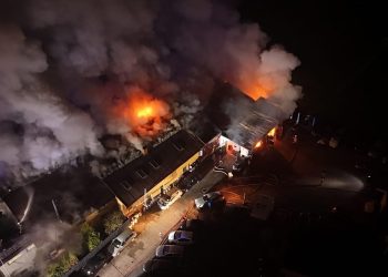 Pożar kompleksu budynków w Górkach Wielkich