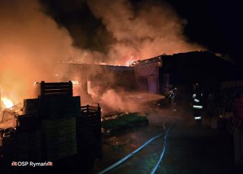 Pożar hali magazynowej w miejscowości Kinowo