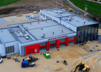 Budowa JRG Bieruń z perspektywy drona