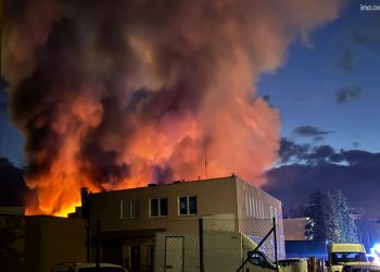 Pożar drukarni w centrum Inowrocławia