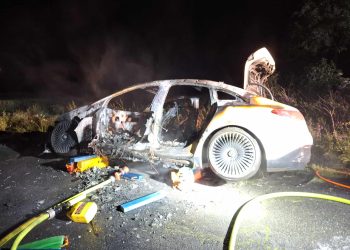 Pożar elektrycznego Mercedesa w miejscowości Zaleśna