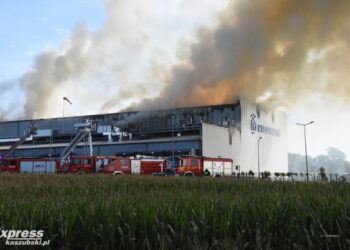 W miejscowości Kawle pali się hala produkcyjna