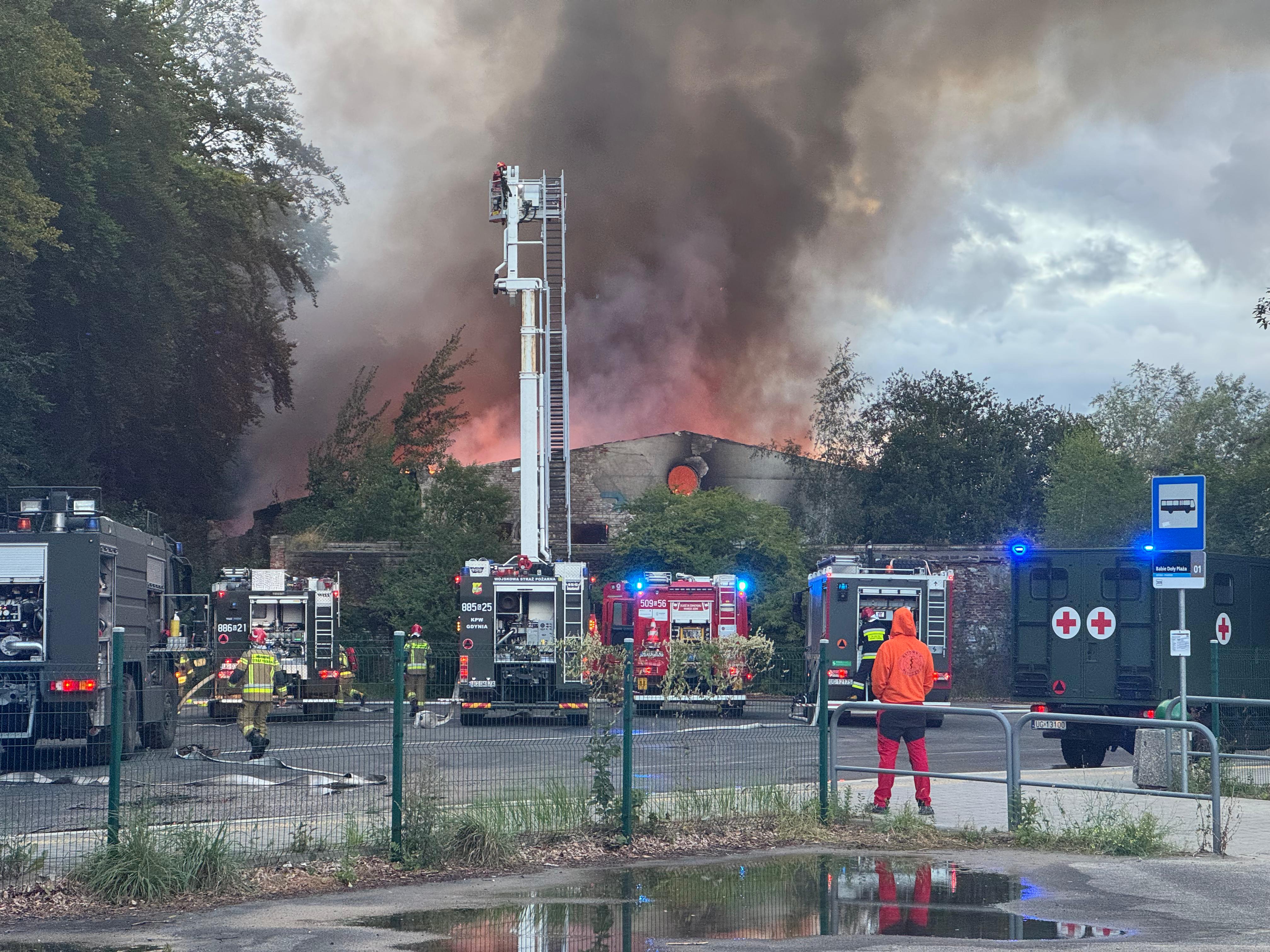 Pożar pustostanu w Gdyni Babich Dołach
