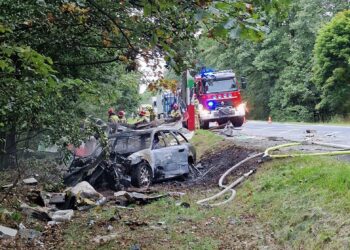 Tragiczny wypadek na DK25. Osobówka zmiotła przystanek