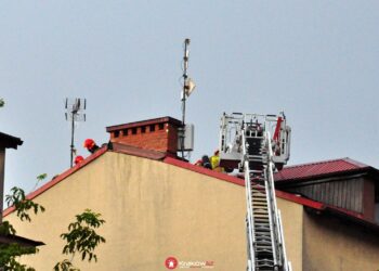Pożar dachu budynku przy ulicy Górnej w Krakowie