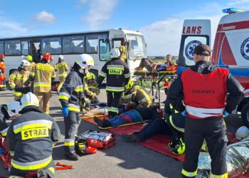 Ćwiczenia służb na budowanej obwodnicy Bielska Podlaskiego